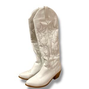Billini White Faux Vegan Leather Cowboy Cowgirl Boots Urson